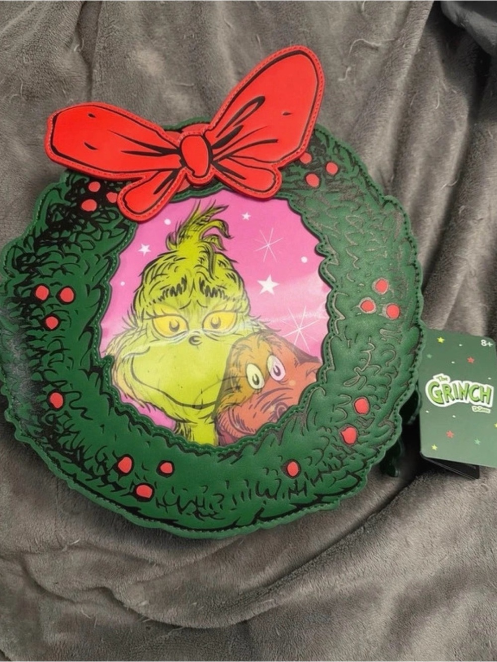 Loungefly Green & Red Grinch Wreath Kids Bag